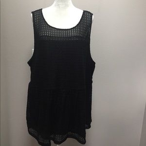 Torrid Top Blouse Black Eyelet Peplum Sleeveless
